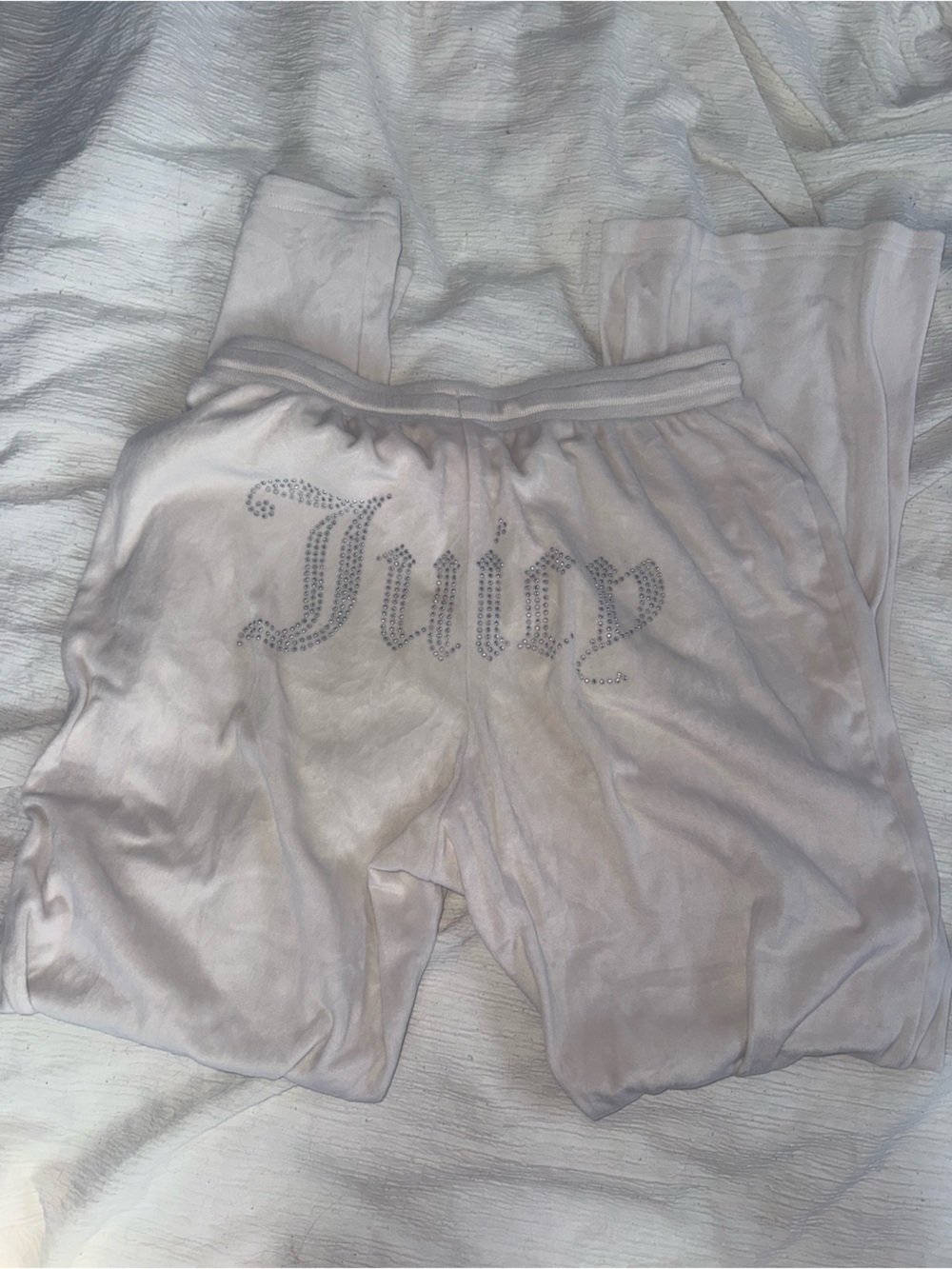 Juicy Couture Pale Pink Rhinestone Logo Velour Hoodie